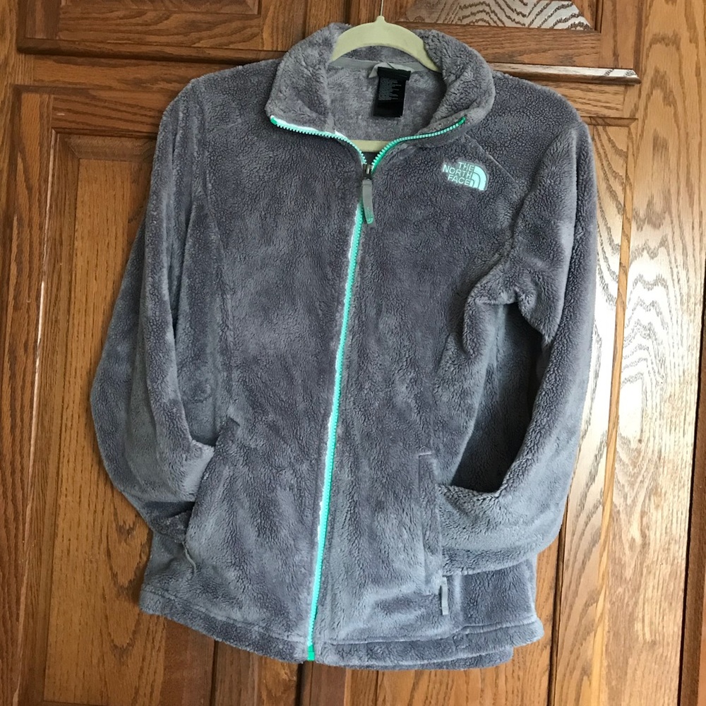 Girls Northface Fleece gray/turquoise